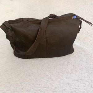 VINTAGE 80s Brown Leather Shoulder Bag